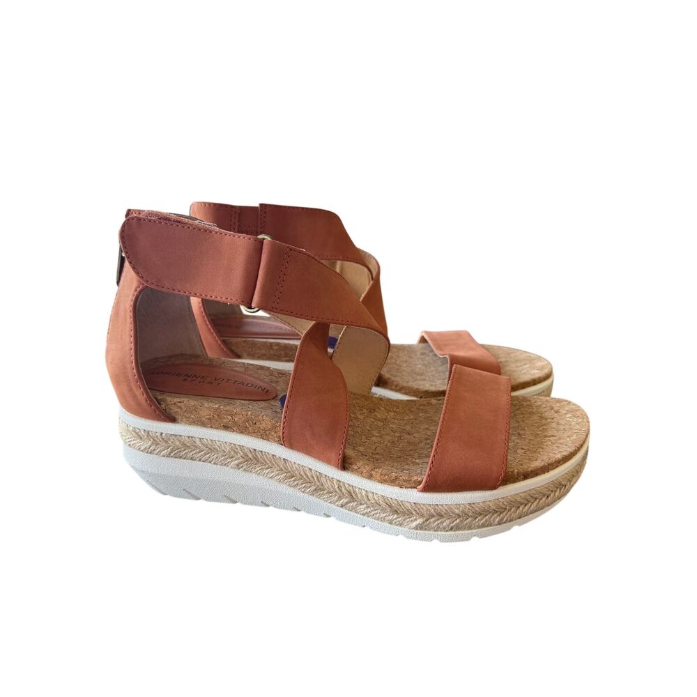 Adrienne Vittadini Women's Brown Platform Heel Cape Ann Jute Sandals Size 8.5M - Picture 2 of 8